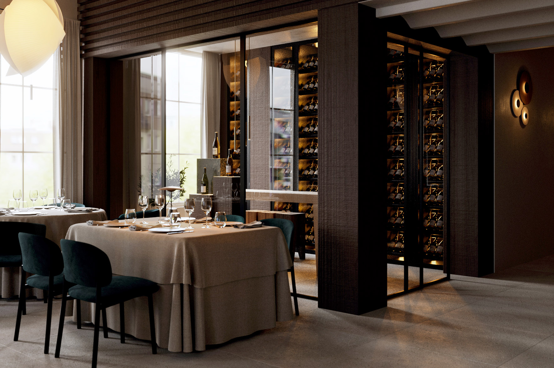 Render mobiliario restaurante